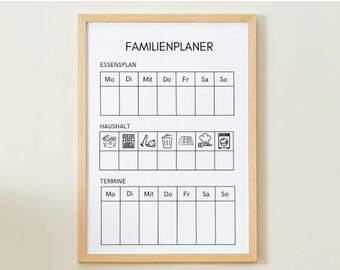 Agenda familial | Calendrier mural imprimable | Calendrier familial A2/A3/A4 | Téléchargement PDF instantané