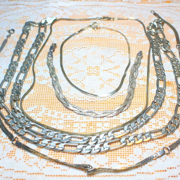 Lot of 5 Beautiful Vintage Sterling Silver Necklace and Bracelet 925 Chains