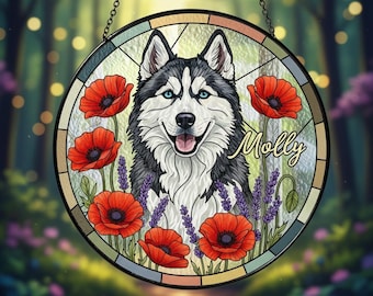 Custom Stained Glass Pet Portrait Suncatcher - Memorial Gift, Pet Loss Keepsake, Art Window Hanging