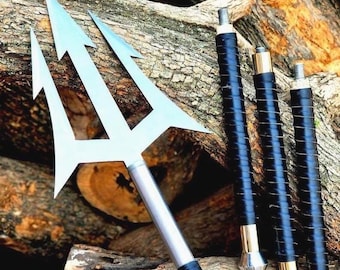 Hand Forged Carbon Steel Spear 50" Leather Handle Medieval Display