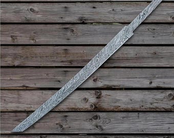 Damascus Steel Sword Blade Blank 26" – Snake Pattern, Hand-Forged for DIY Custom Sword Making