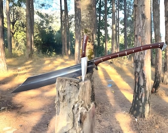 Handmade High Carbon Steel Spear – 35 inches Rosewood Handle, Collector Display, Gift for Him