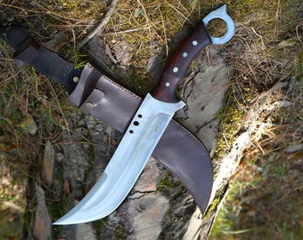 Forged 5160 Steel Bowie Knife: Rosewood Handle w/Sheath