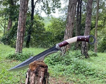 Handmade Black Cobra Bowie Knife Set: Rosewood & Bone Handle, Ferro Rod , Gift For Him