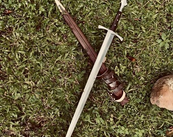 Hand-Forged 5160 Spring Steel Sword, Rosewood Handle, 36" Wood Scabbard – Collectible Display Piece