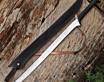 Handmade Viking Black Elven Sword with leather sheath