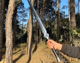 Custom Handmade Viking Spear Sword | Carbon Steel Hunting & Camping Blade with sheath