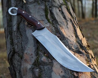 Hand-Forged Carbon Steel Bowie Knife: Collectible Rosewood Handle, Leather Sheath