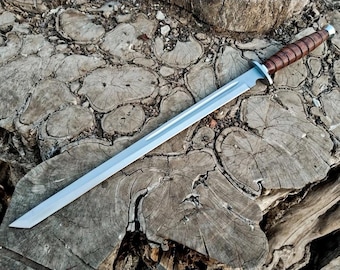 Hand-Forged 28-Inch D2 Steel Hunting Sword | Functional Long Blade for Outdoor Use