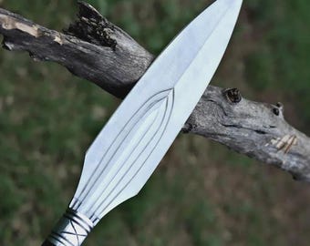 Lanza vikinga hecha a mano: ballesta de acero al carbono 5160, mango de palisandro