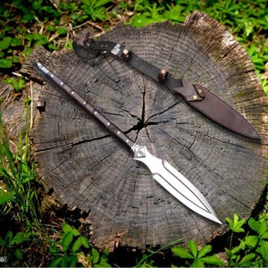 Handmade Viking Spear Replica – 35″ Carbon Steel with Rosewood Handle, Decorative Historical Collectible