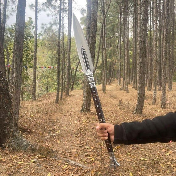 Hand-Forged Viking Spear | 35”  | Medieval Inspired Spear with leather sheath
