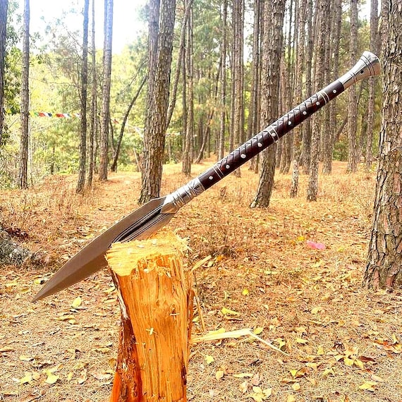 Hand-Forged Viking Spear | 35”  | Medieval Inspired Spear with leather sheath, Gift For Him