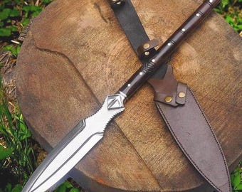 Hand-Forged Viking Spear | 35”  | Medieval Inspired Spear with leather sheath