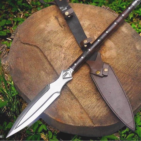 Hand-Forged Viking Spear | 35”  | Medieval Inspired Spear with leather sheath