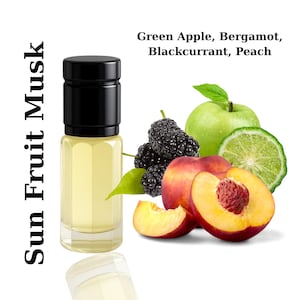 Sun Fruit Musk Fragrance Oil: Bergamot, Peach, Alcohol-Free, Organic Berry Perfume