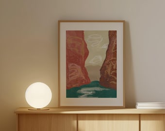 Cañón de Santa Elena / Pintado a mano, impresión digital / Arte inspirado en el oeste de Texas / Parque Nacional Big Bend