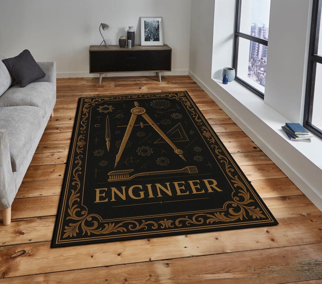 Golden Compass Engineer Rug: Mechanical Tools Office Decor - Etsy