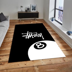 STUSSY 8 BALL RUG 30インチ ブラック Amazon.com: Black Area Rug, Billiard Pool Eight Ball Carpet, Non
