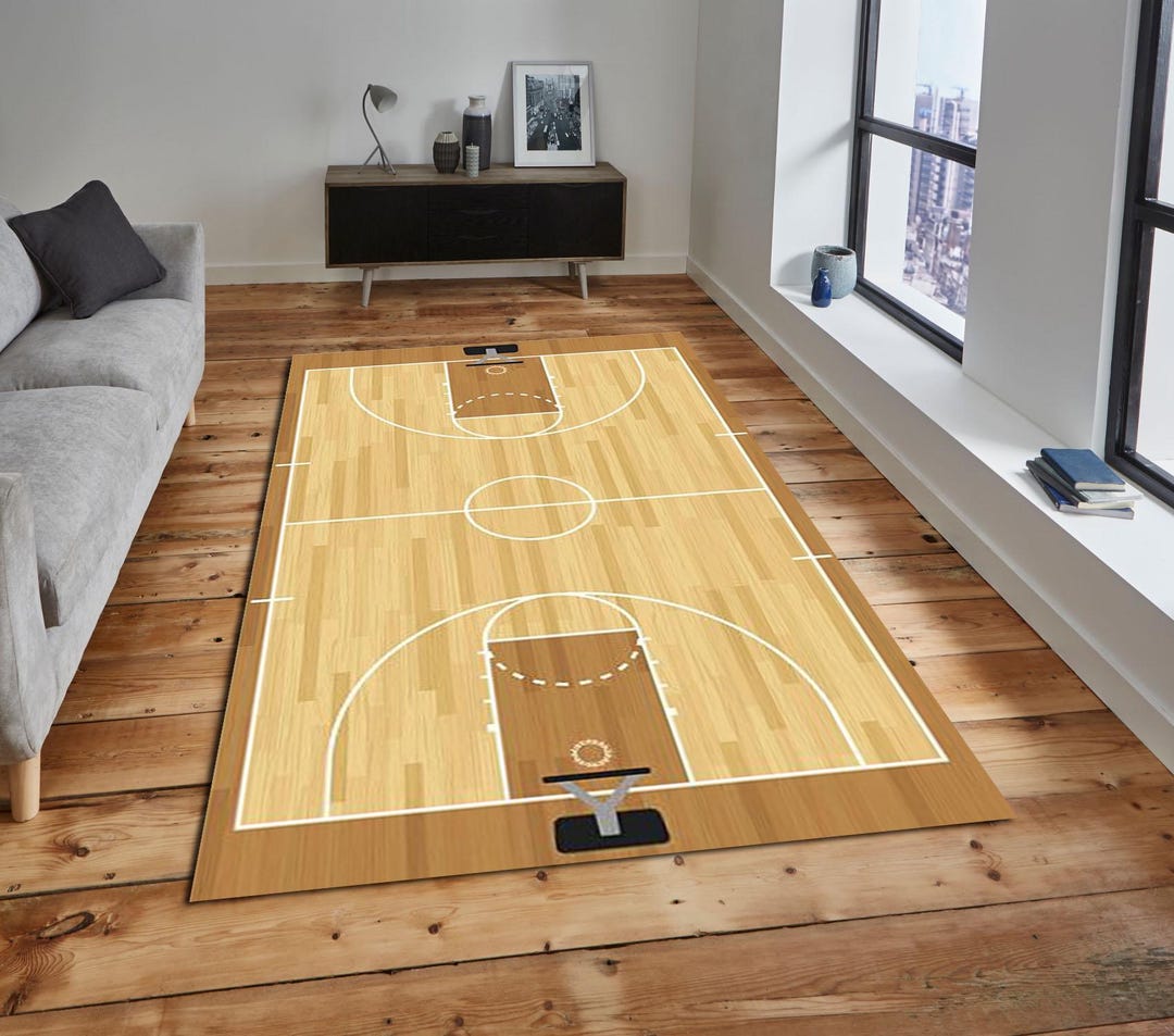 Nba Outdoor Rugs Basketball Court Rug – Realistic Hardwood Court Carpet for Sports Fans ...