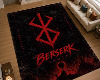 Tapete Berserk Brand of Sacrifice, Tapete com Símbolo de Anime Sombrio, Tapete de Área Estilo Mangá Gótico