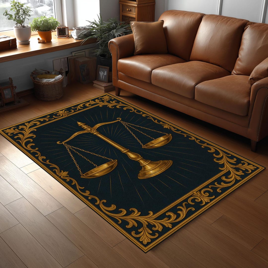 Gold Scale of Justice Rug - Elegant Lawyer Office Decor - Etsy