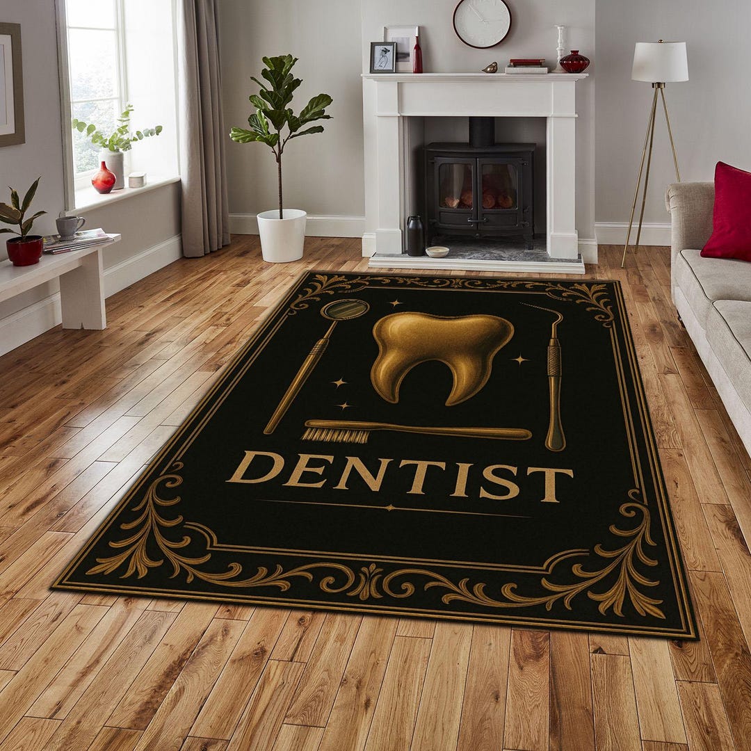 Golden Tooth Dentist Rug: Luxury Clinic Decor - Etsy
