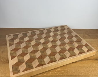3D Muster Stirnholz Schneidebrett | Handgefertigter Butcher Block aus Hartholz |  Küche Geschenk