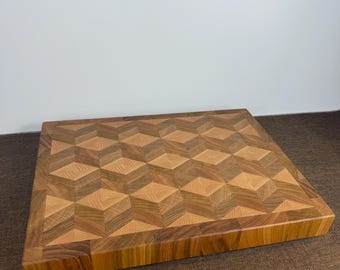 3D Muster Stirnholz Schneidebrett | Handgefertigter Butcher Block aus Hartholz |  Küche Geschenk