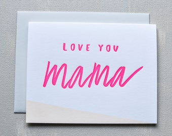 love you mama letterpress card