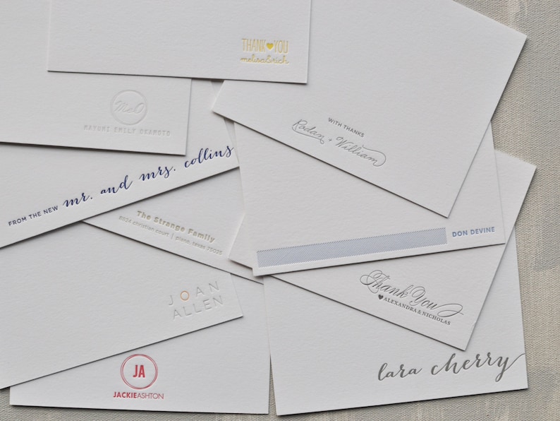 personalized letterpress stationery cards / custom letterpress set of 40 image 2