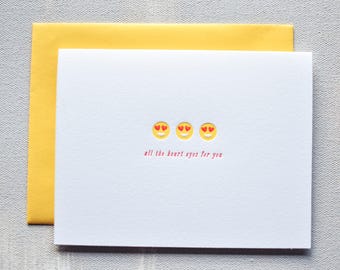 all the heart eyes letterpress card