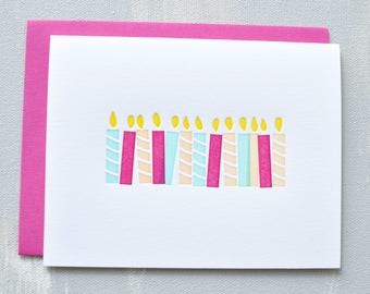 candles letterpress birthday card