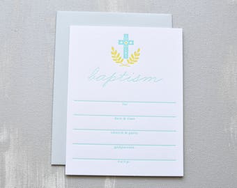 baptism letterpress invitations