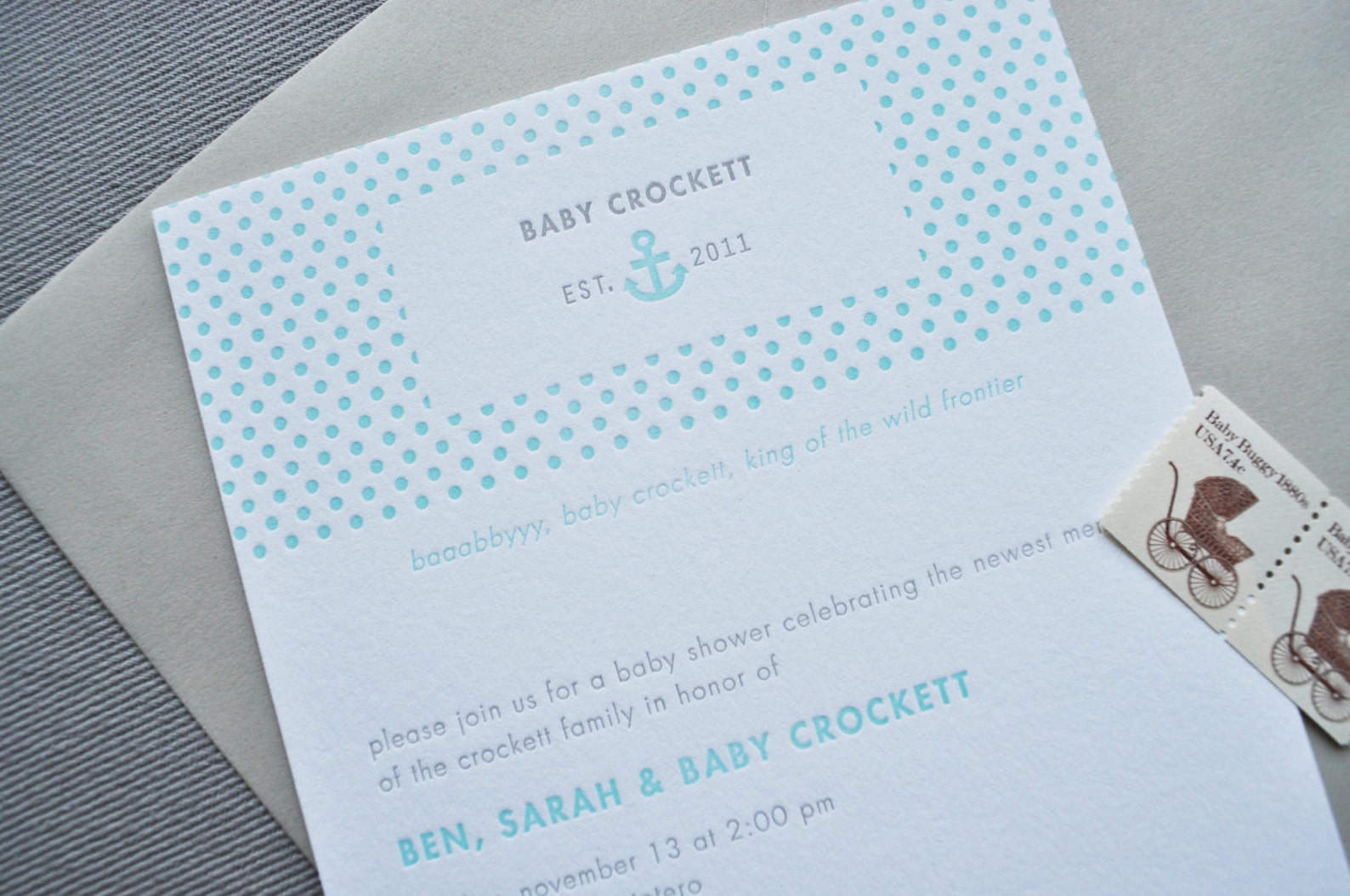 Custom Letterpress Baby Shower Invitations Etsy