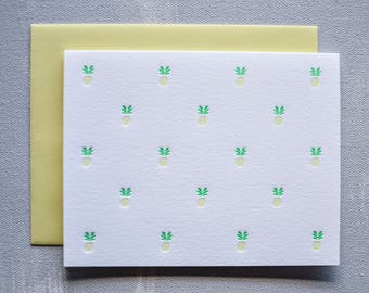 pineapple letterpress card set of 5