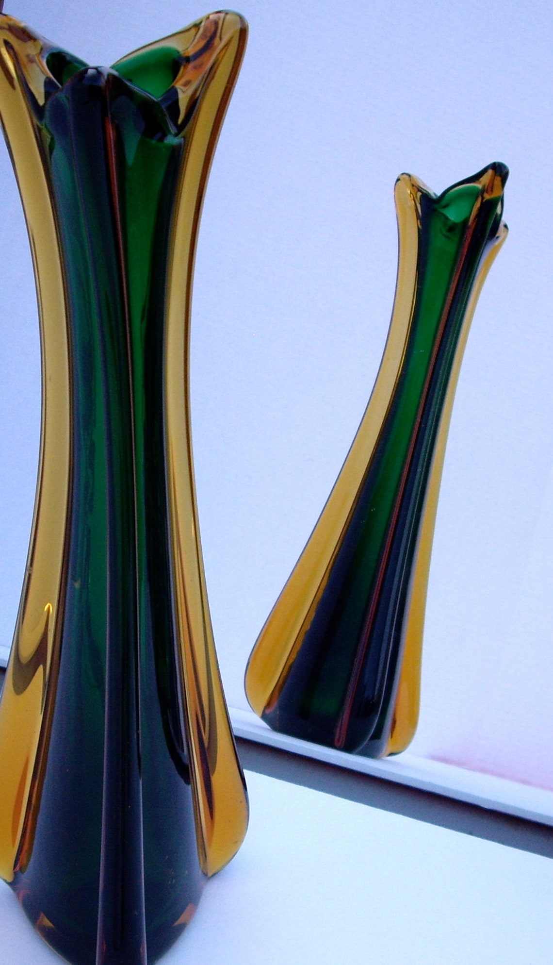 Vintage Murano Sommerso Art Glass Vase 1960s Etsy