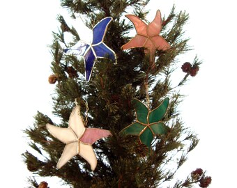 Stained glass large starfish sun catcher, holiday tree, beach, package ornament