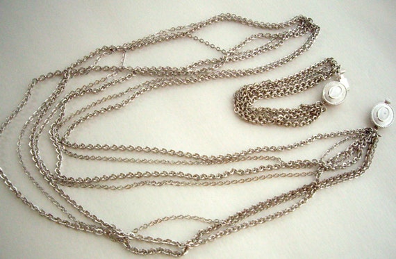 Vintage Avon Silver 7 strand chain necklace 5 str… - image 5