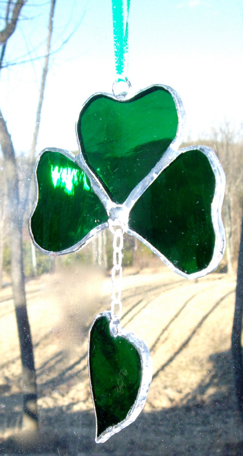 Shamrock Irish Stained Glass Suncatcher St. Patty's Day Etsy