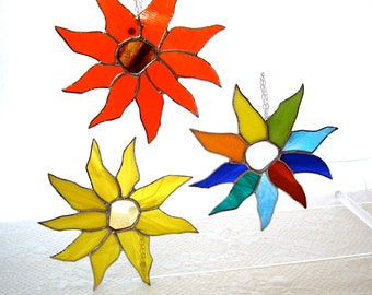 Sun Flower sun catcher/ stained glass sunflower suncatcher