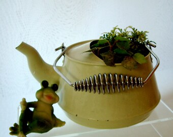 Vintage Chippy Farmhouse Repurposed Teapot 1980s