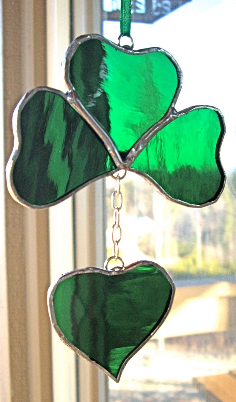 Shamrock Irish Stained Glass Suncatcher St. Patty's Day Etsy