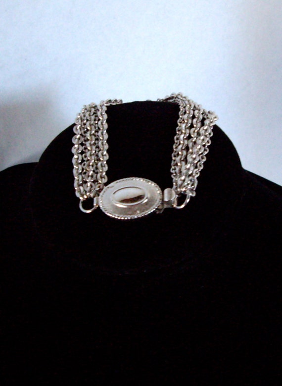 Vintage Avon Silver 7 strand chain necklace 5 str… - image 3