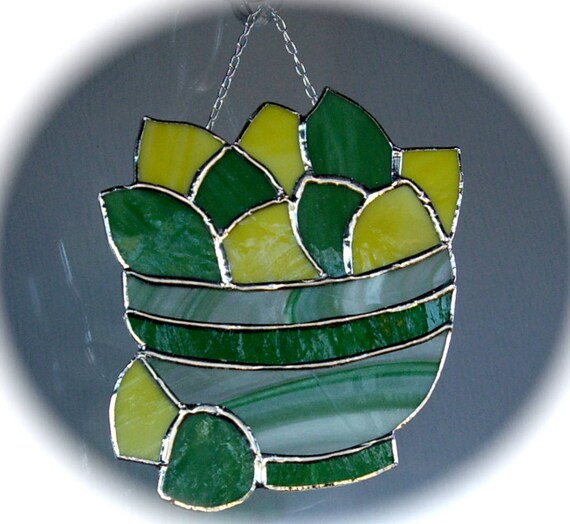 Outdoor & Gardening Large stained glass bowl of Lemons When the world