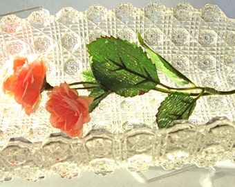 Vintage Imperial Hobnail Clear Cut Glass Bread Tray Mid Century 1958