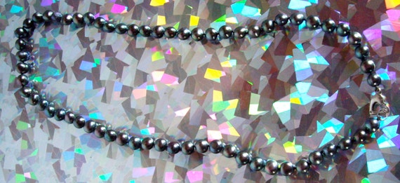 Vintage Iridescent glass beaded necklace 1980s - image 5