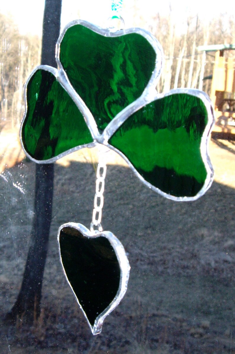 Shamrock Irish Stained Glass Suncatcher St. Patty's Day Etsy