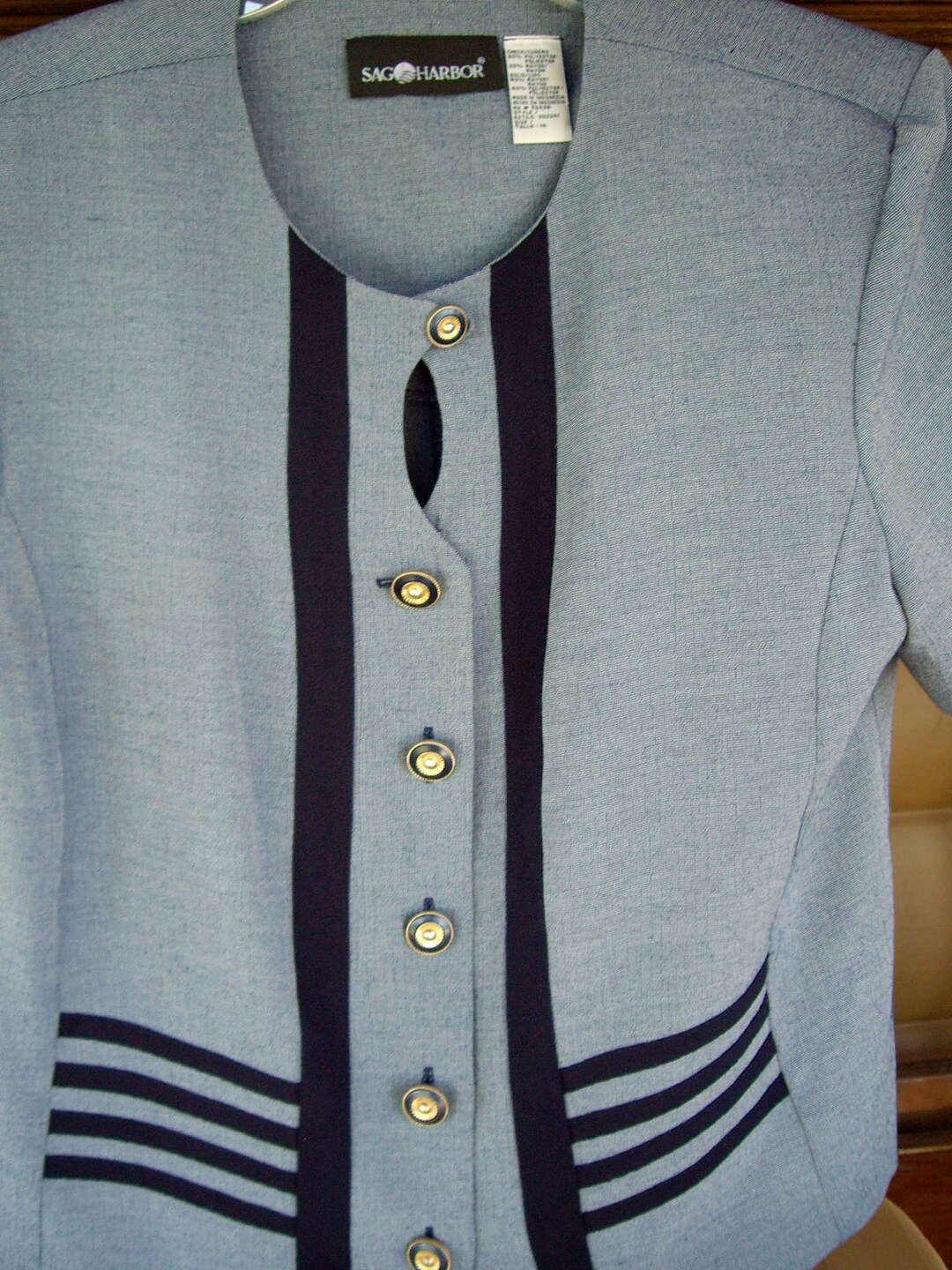 Vintage Jacket Short Sleeve Blazer Peep Hole Jacket Blue Gray - Etsy