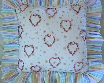 Sweetheart Bedroom Decor Beaded Hearts Handmade Princess Pillow shipping included